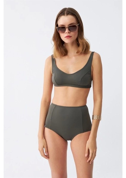 Moda Kadın Basic Haki Pedli Yüksek Bel Bikini Takımı fiyatları