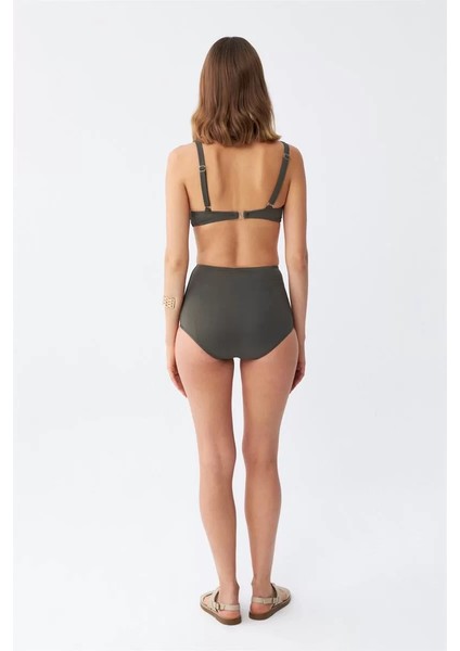 Moda Kadın Basic Haki Pedli Yüksek Bel Bikini Takımı indirimleri
