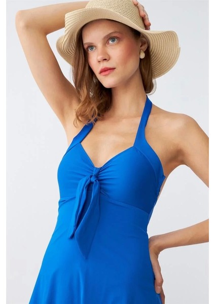 Moda Kadın Fiyonklu Sax Elbise Mayo fiyatları