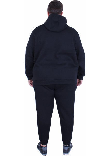 Erkek Büyük Beden 3 Iplik Eşofman Takım Paris TK25609 Sıyah fırsatları