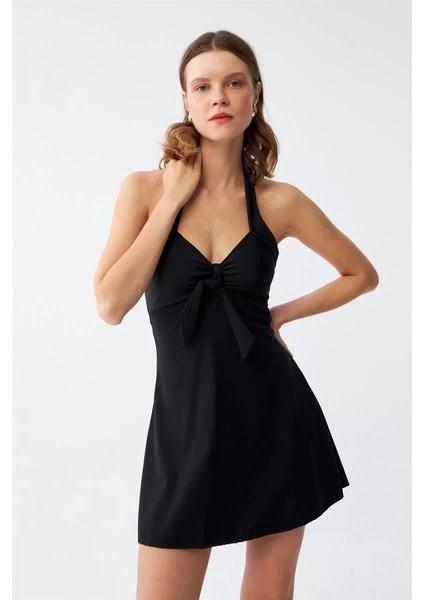 Moda Kadın Fiyonklu Siyah Elbise Mayo fırsatları