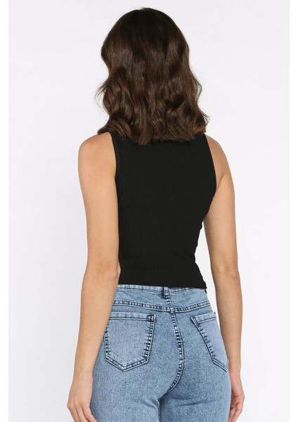 Taşlı Sıfır Kol Crop Top Bluz P-00017989 fırsatları