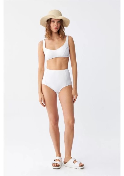 Moda Kadın Basic Beyaz Pedli Yüksek Bel Bikini Takımı fiyatları