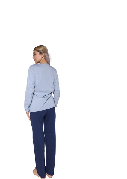 Moda Kadın Uzun Kol Penye Pijama Takımı Lila modelleri