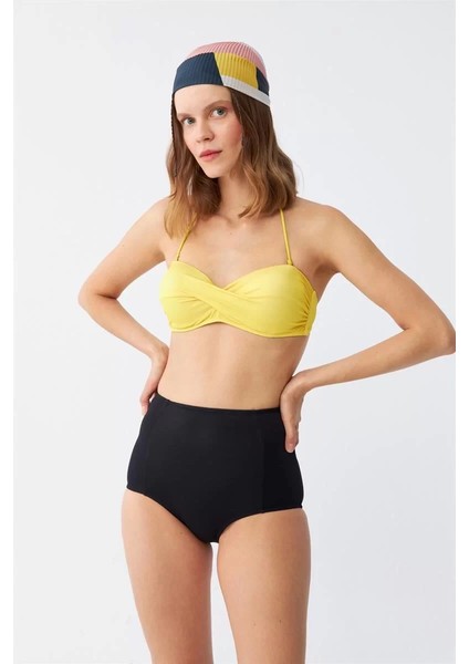Moda Kadın Straplez Sarı Yüksek Bel Bikini Takımı fiyatları