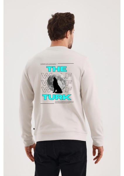 Unısex Ön Arka Baskılı Sıfır Yaka Sweat