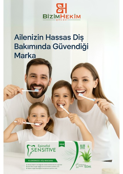 Aloe Vera Özlü Hassas Dişler Için Florürsüz Beyazlatıcı Diş Macunu 50ML