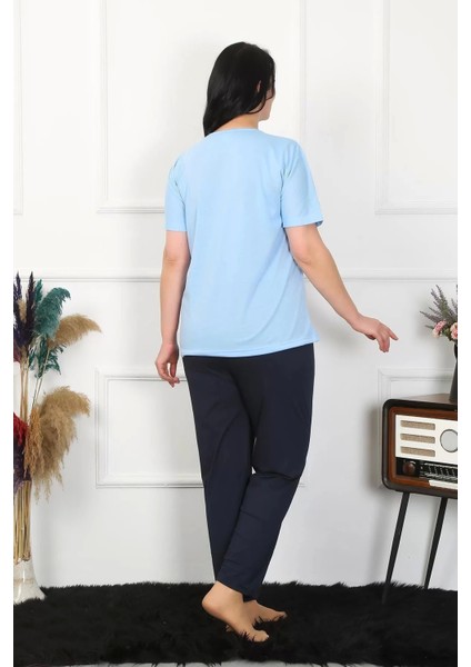 Moda Kadın Büyük Beden Mavi Pijama Takımı fiyatları