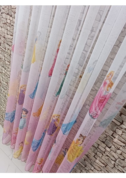 Çocuk Perdesi Tül Perde 1/3 Sık Pileli Kız Karakter Desenli modelleri