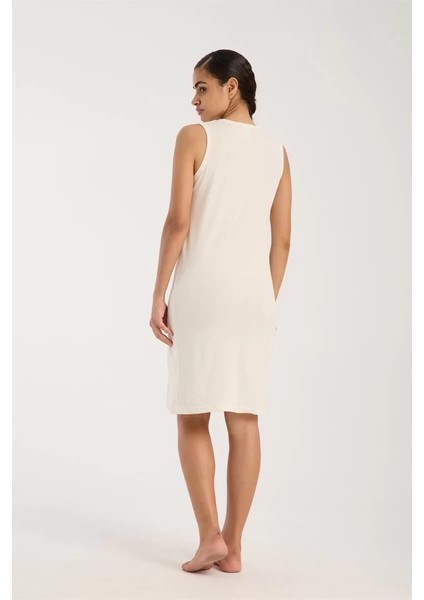 Moda Kadın Kalın Askılı Penye Gecelik Ekru indirimleri