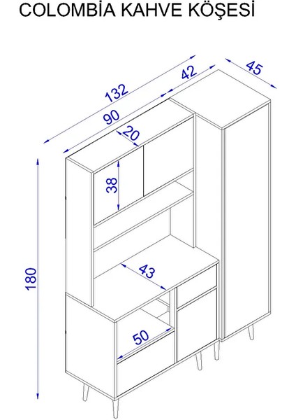 Colombia Kahve Köşesi – Çok Amaçlı Mutfak Dolabı | Airfryer Organizeri & Raflı Depolama Ünitesi indirimleri