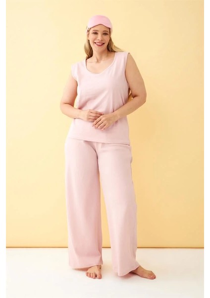 Moda Kadın Pembe Büyük Beden Penye Alt Üst Takım fiyatları