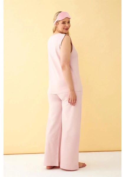 Moda Kadın Pembe Büyük Beden Penye Alt Üst Takım indirimleri