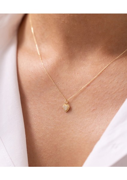 Aşkın Işıltısı Kalpli 14 Ayar Altın Kolye