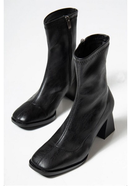 Kadın Marina Siyah Bot 7 cm Kalın Topuklu Streç Boots fırsatları
