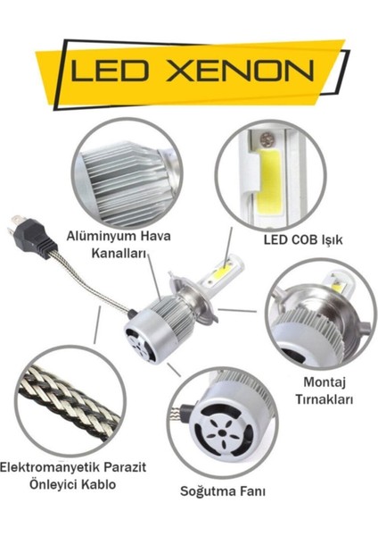 9006 LED Xenon Far Ampülü C6 Kasa Şimşek Etkili Beyaz Işık fırsatları
