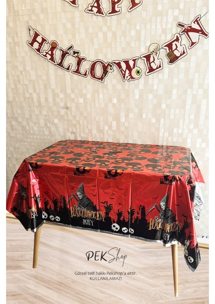 Cadılar Bayramı Masa Örtüsü Kırmızı Halloween Party Masa Örtüsü Büyük Boy 135X180CM fiyatları