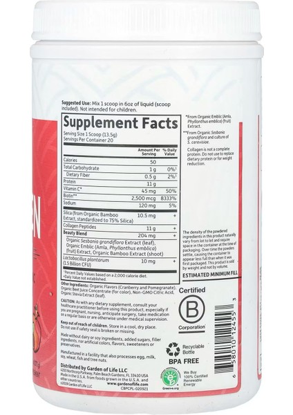 Grass Fed Collagen Beauty - 9.52 Oz - 270 G fiyatları
