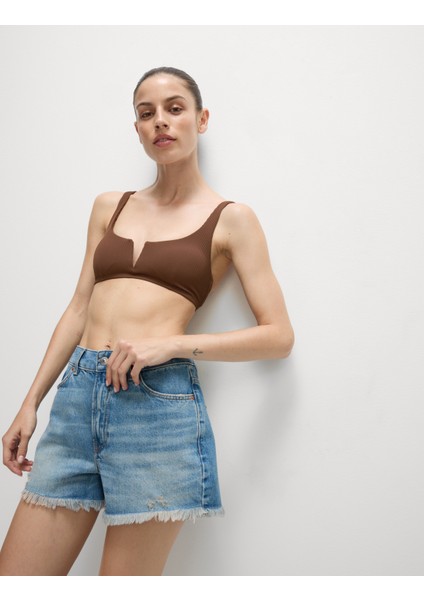 Fitilli V Yaka Bikini Üstü