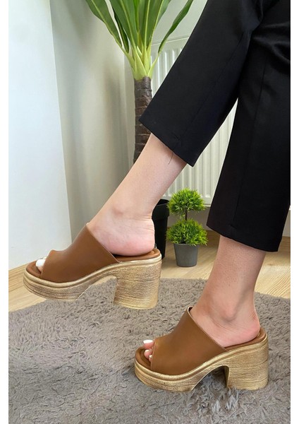 Kadın Rosso Taba Konfor Ortopedik Iç Taban Platform Topuk Terlik modelleri