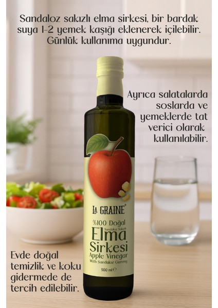 La Graıne Sandaloz Sakızlı Elma Sirkesi 500 ml fiyatları