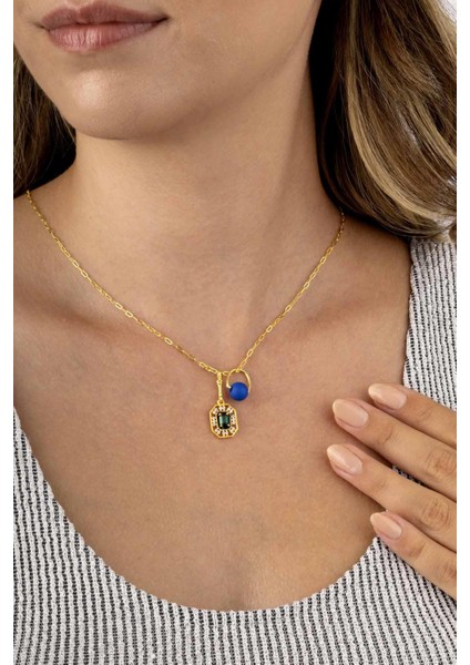 Emerald Kesim Zümrüt 925 Ayar Gümüş Altın Kaplama Kadın Kolye fiyatları