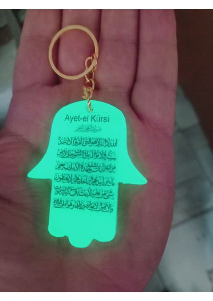 Ayetel Kürsi Fatma Ana Eli Karanlıkta Parlayan Fosforlu Anahtarlık modelleri