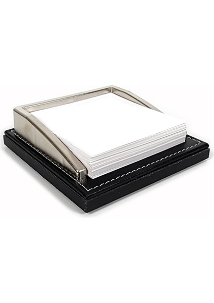 PR4262 Lüks Ofis Masaüstü Notluk Krom Detaylı Ahşap-Deri Tabanlı