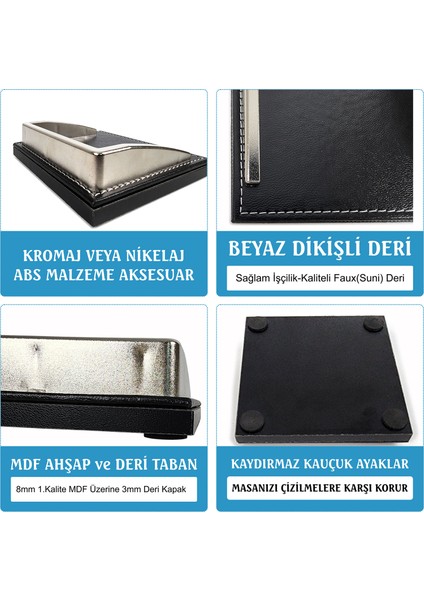 PR4262 Lüks Ofis Masaüstü Notluk Krom Detaylı Ahşap-Deri Tabanlı fiyatları