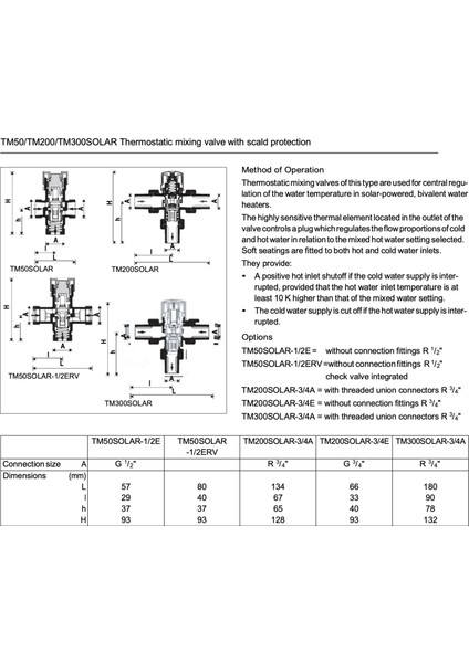 TM300 Solar-3/4e Termostatik Karışım Vanası 3/4'' (Yüksek Kapasiteli)