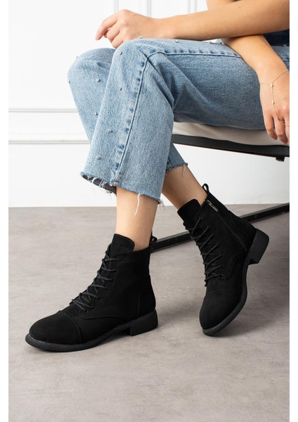 Marcello Kadın Bot&bootie Kauçuk Tabanlı Bağcıklı Siyah Süet fiyatları