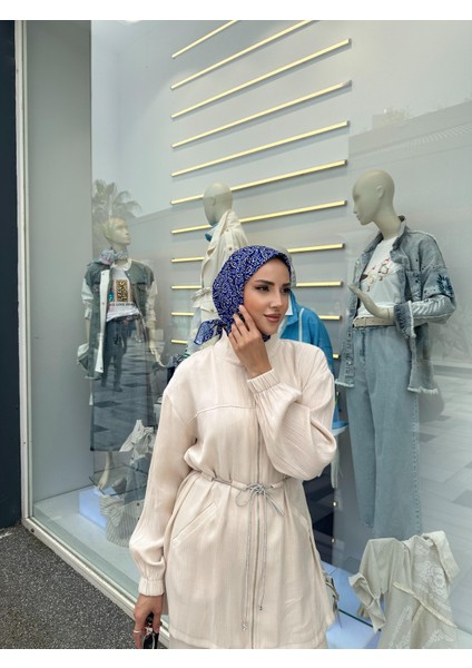 Elsi Desenli Eşarp Saks