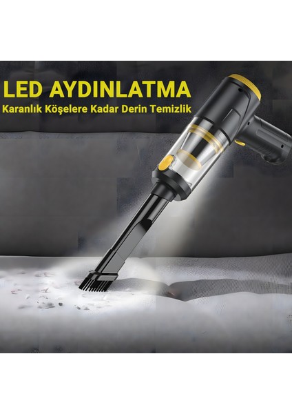 LT-145 12000PA Kablosuz El Süpürgesi, LED Işıklı, Hepa Filtreli, 4’ü 1 Arada Çok Fonksiyonlu