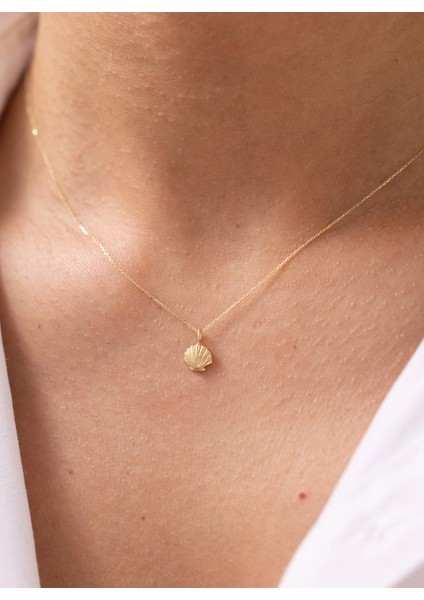 Istiridye Deniz Kabuğu 14 Ayar Altın Kolye