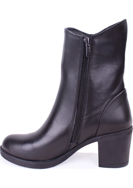 DZA07-1314700 Siyah Klasik Topuk Deri Kadın Bot modelleri
