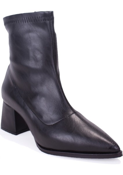 DZA07-1277201 Siyah Klasik Topuklu Kadın Bot