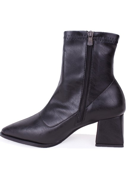 DZA07-1277201 Siyah Klasik Topuklu Kadın Bot modelleri
