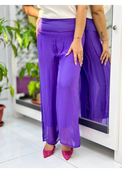 NP203011 Italyan Ipek Pantolon Mor