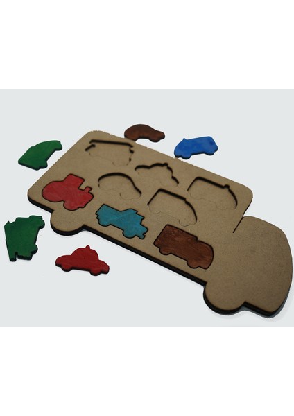 Çocuklar Için Eğitici ve Öğretici Ahşap Yapboz Puzzle Bul Tak Taşıtlar Arabalar fiyatları