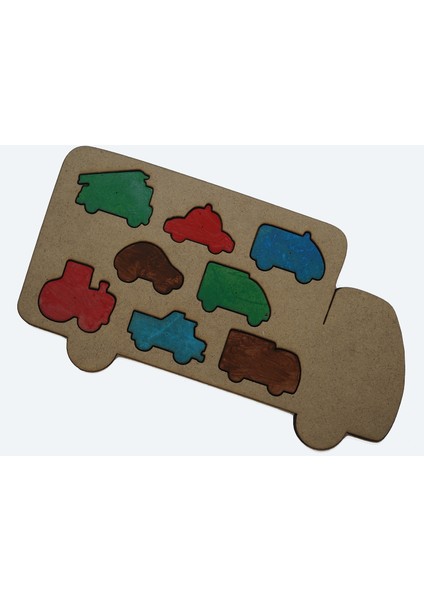 Çocuklar Için Eğitici ve Öğretici Ahşap Yapboz Puzzle Bul Tak Taşıtlar Arabalar modelleri