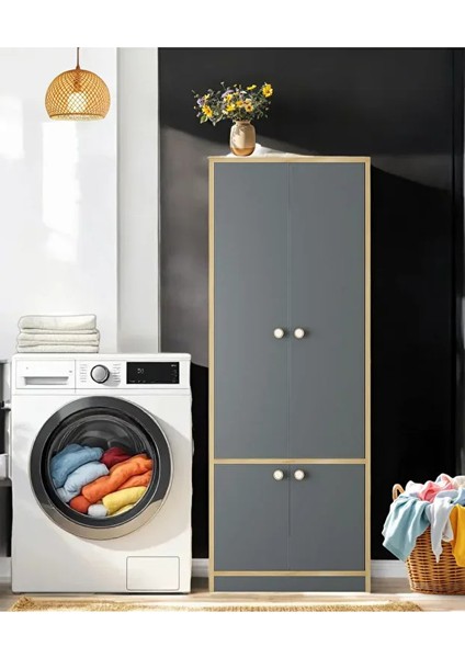 Niva Çok Amaçlı Dolap | Kapaklı ve 7 Raflı Dolap