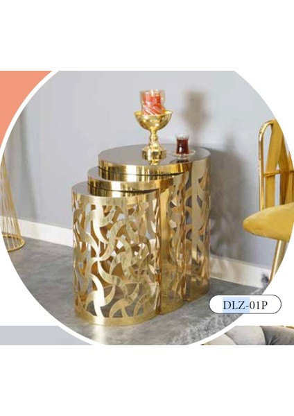 Mim Gold Lazer Kesim Zigon Sehpa