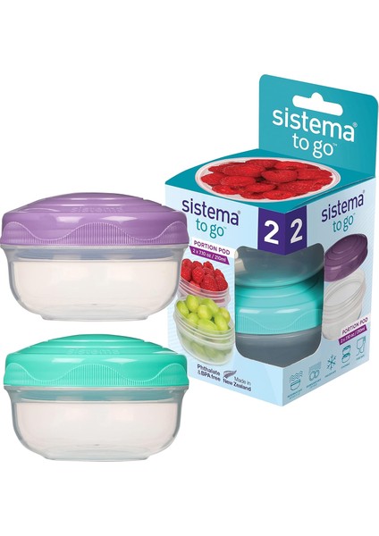 Portion Pod To Go – 2’li Set (Her Biri 210 Ml), Bpa Free, Mikrodalga/derin Dondurucu Uyumlu