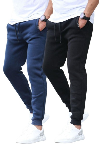 Lacivert/siyah Basic 2'li Paket Erkek Eşofman Altı E7444