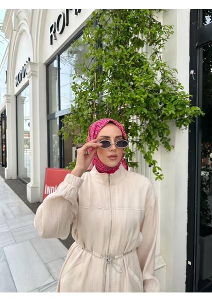 Elsi Desenli Eşarp Fuşya