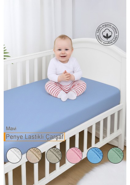 %100 Pamuk Penye, Lastikli Full Kenar Bebek Çarşafı, Organik Pamuk, Anne Yanı, Çocuk Beşik Çarşafı