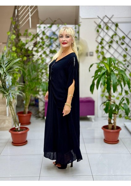 VL7010 Büzgülü Yarım Kol Vual Elbise Siyah fiyatları