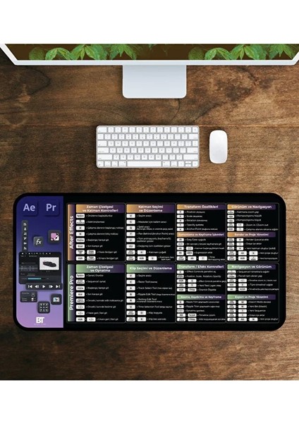 After Effects & Premiere Pro Mousepad Kısayol 80X40 Kaymaz Taban Büyük Klavye Fare Altlığı Mousepad indirimleri