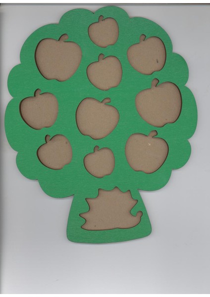 Çocuklar Için Eğitici ve Öğretici Ahşap Ağaç-Elma Yapboz Puzzle Bul Tak Tamir Araçları Gereçleri