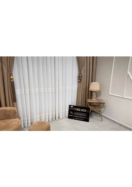 Nivemeshome Haven 3023 Gold Detaylı 1/3 Sık Pileli Tül Perde Apm fırsatları